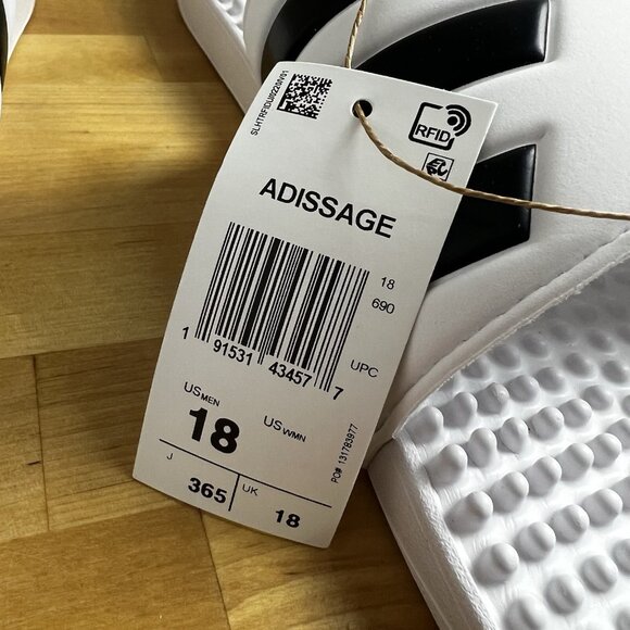ADIDAS Adissage Slides Sandal White Whitre US Men Size‎ 18 F35573 NEW w/Box - Picture 4 of 11